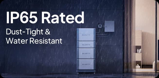 BLUETTI EP2000: IP65 rated — dust-tight and water resistant